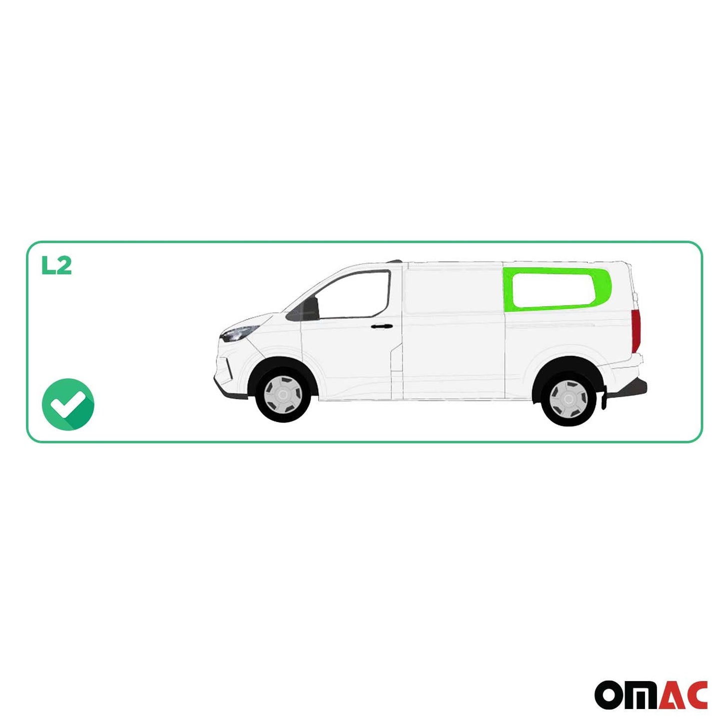 Seitenfenster Sicherheitsglas für Ford Transit Custom ab 2023 Hinten Links L2 OMAC DE
