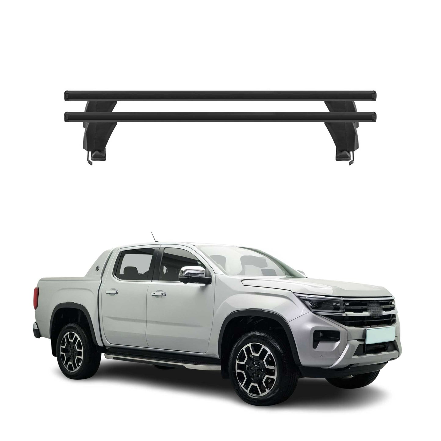 Menabo Dachträger Grundträger für VW Amarok mk2 2022-2025 Alu Schwarz 2tlg OMAC DE