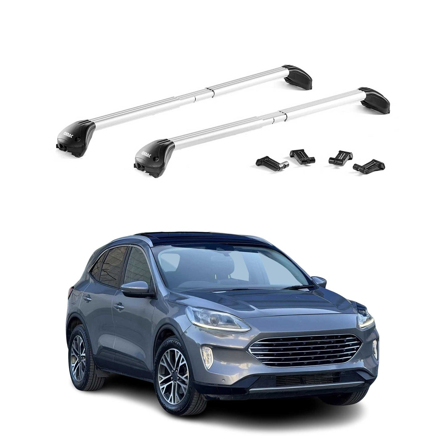 Dachträger Grundtäger für Ford Kuga mk3 2019-2025 100kg Alu Silber 2 tlg ABE OMAC DE