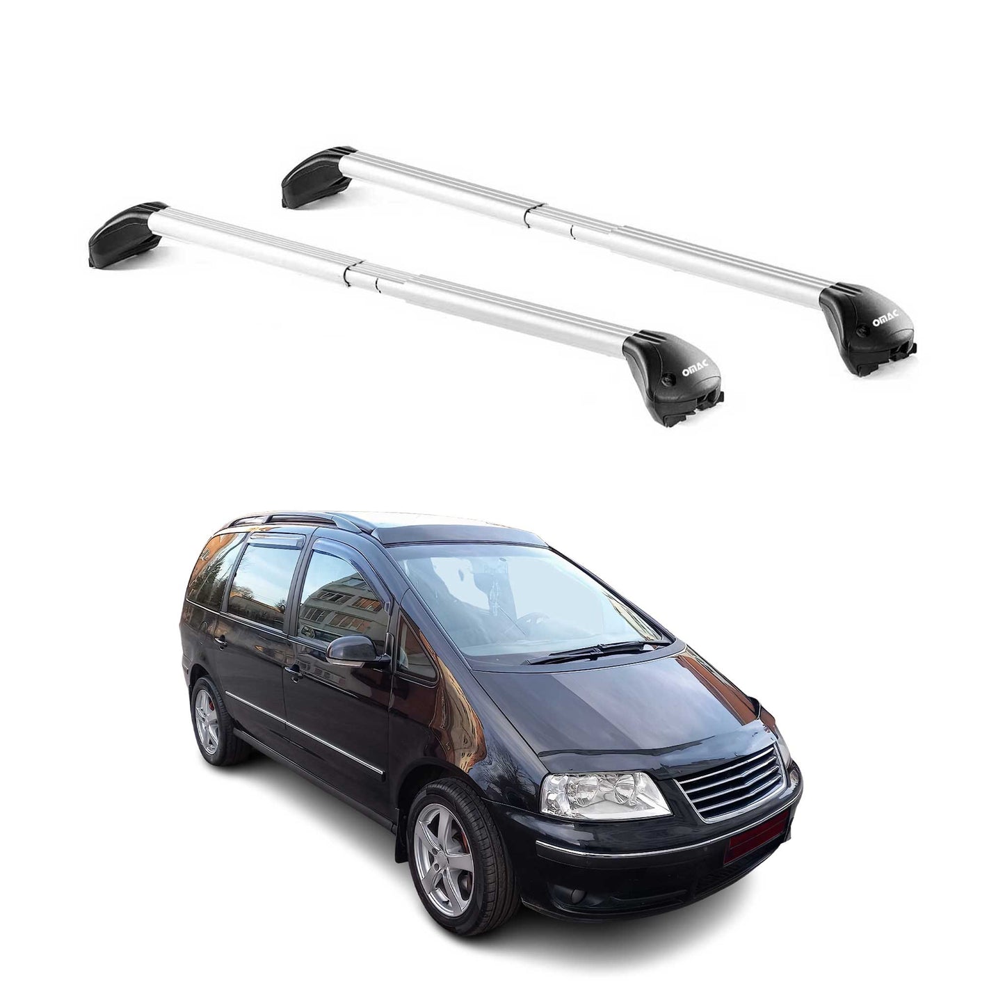 Dachträger Grundtäger für VW Sharan 7M 1995-2010 5 tür 100kg Alu Silber 2x ABE OMAC DE