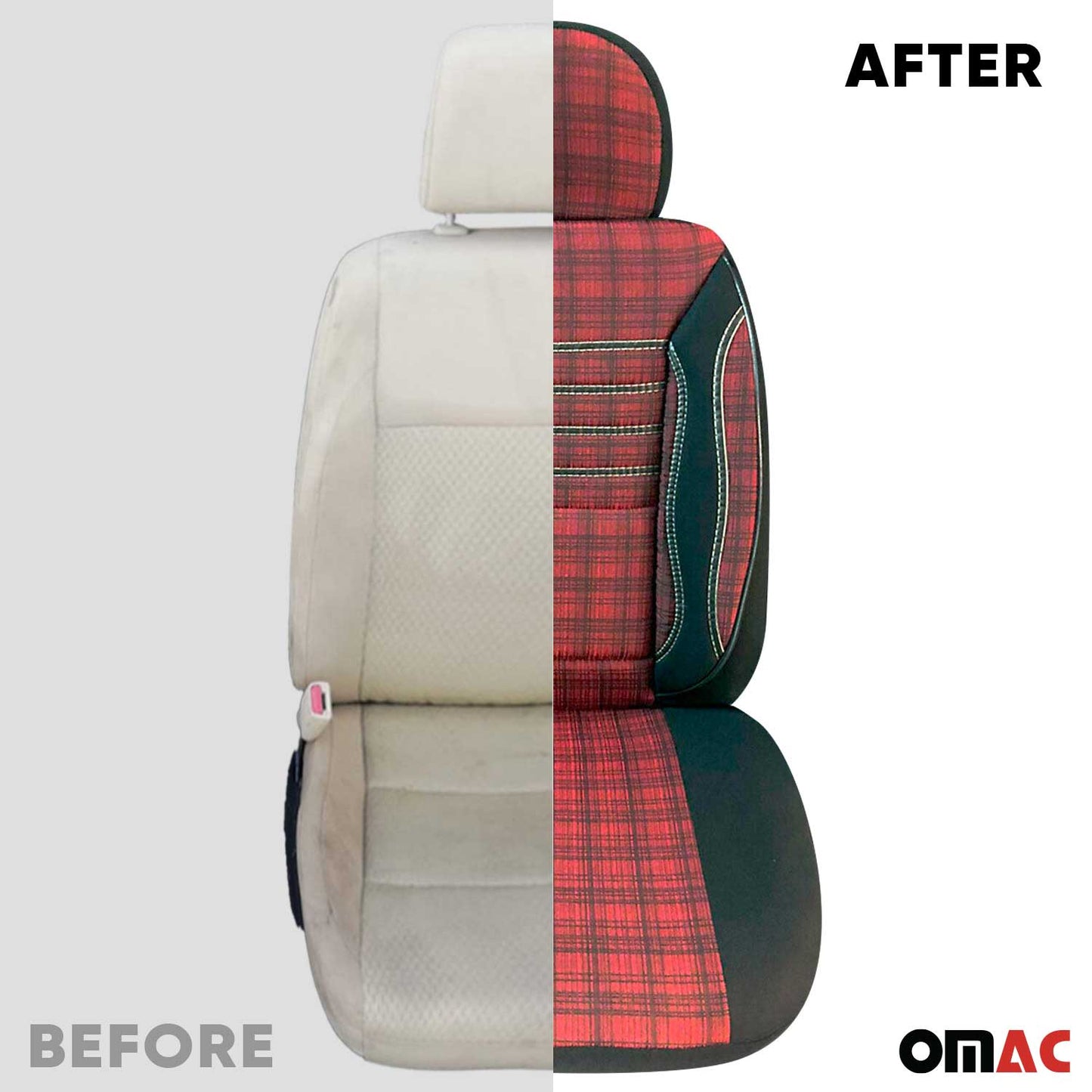 Schonbezüge Sitzschoner Sitzbezüge für VW Caddy 2003-2025 Schwarz Rot 1 Sitz OMAC DE