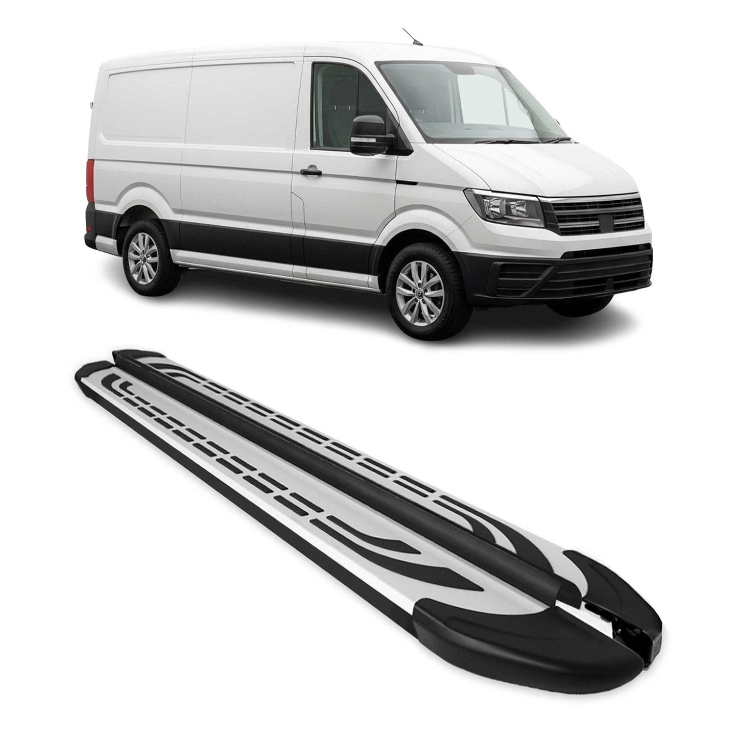 Trittbretter Seitenschweller für VW Crafter 2017-2025 L1 Silber Schwarz 2 tlg