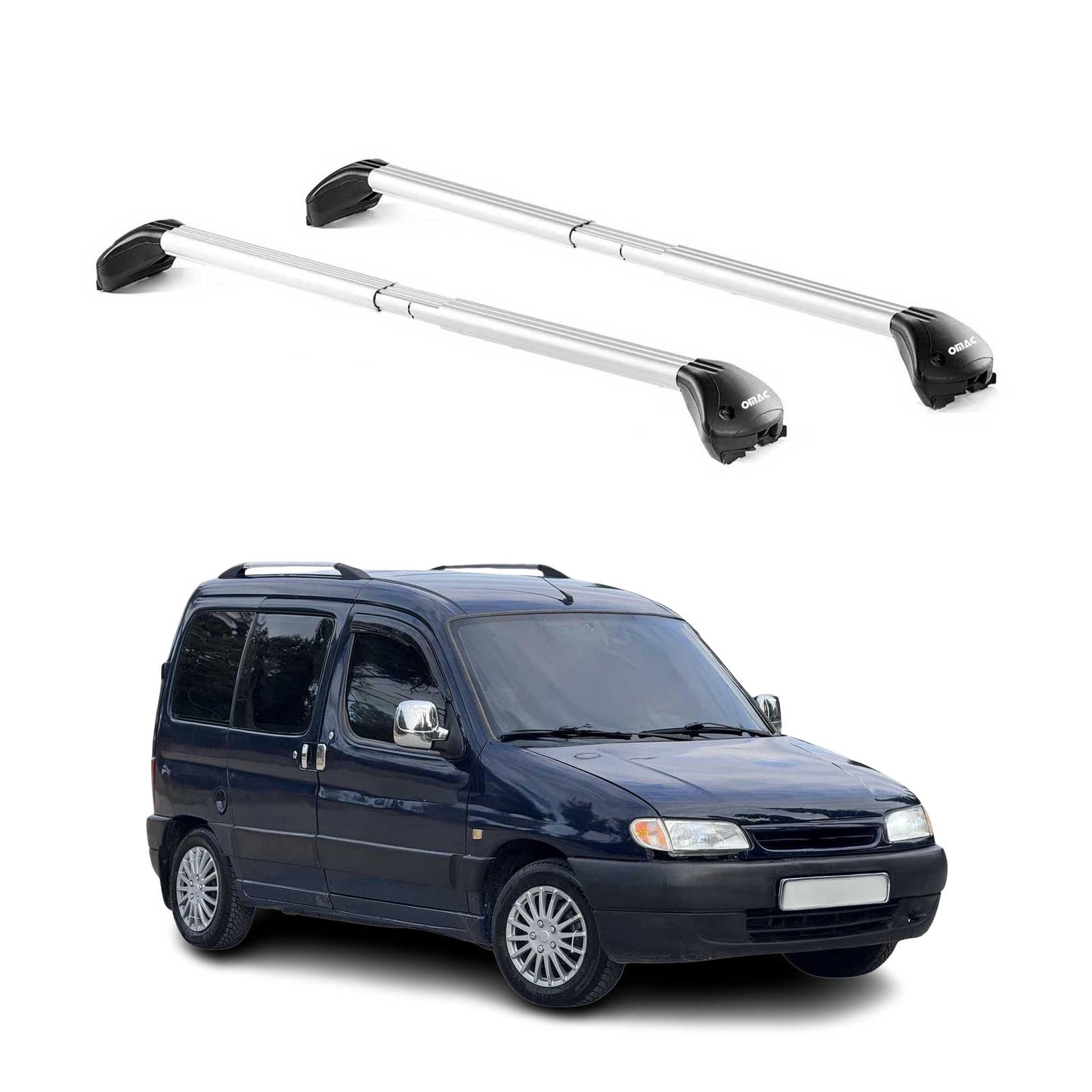 Dachträger Grundtäger für Citroen Berlingo 1996-2008 100kg Alu Silber 2 tlg ABE OMAC DE
