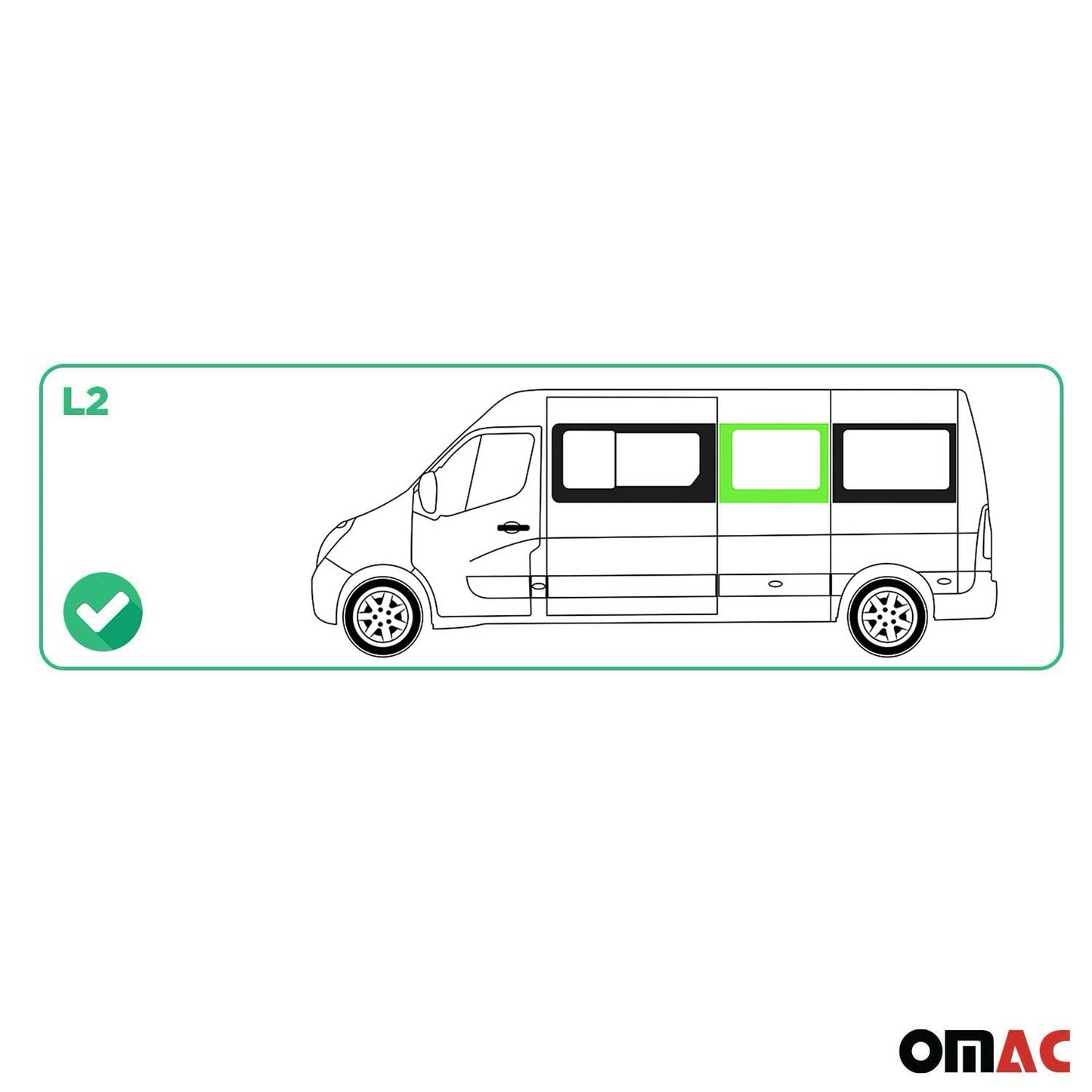 Seitenfenster Sicherheitsglas für Opel Movano 2014-2021 Links L1 Schwarz OMAC DE