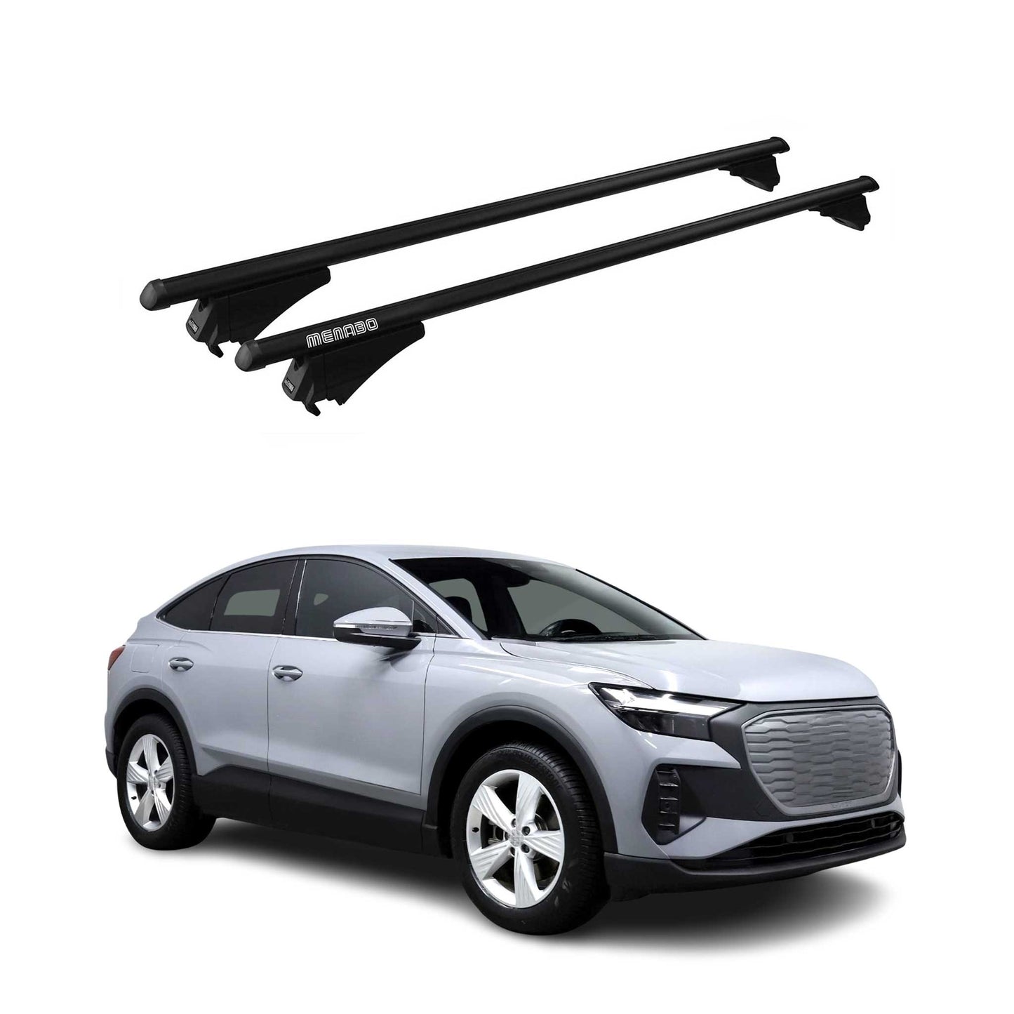 Menabo Dachträger Grundtäger für Audi Q4 e-tron 2021-2025 75kg Alu Schwarz 2 tlg OMAC DE