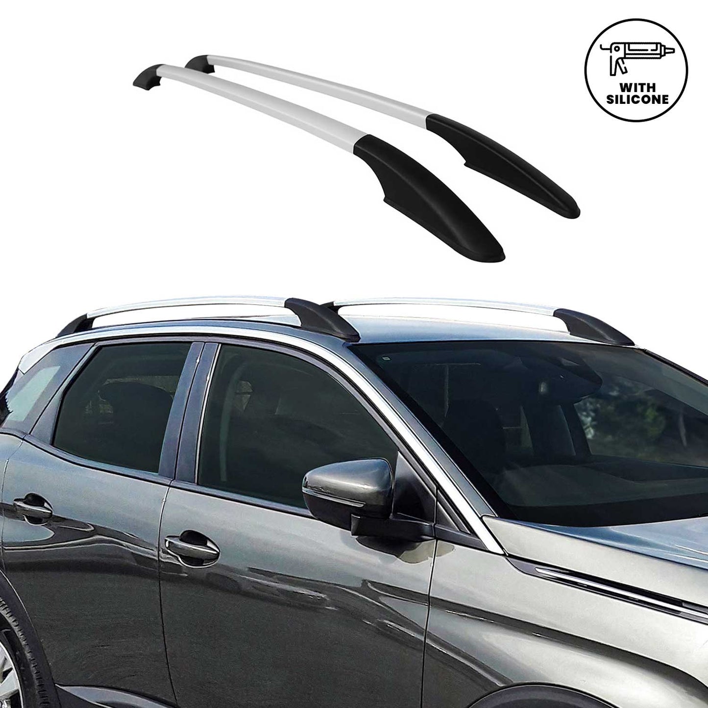 Aluminium Dachreling Relingträger für Renault Clio 2012-2019 Silber 2x OMAC DE