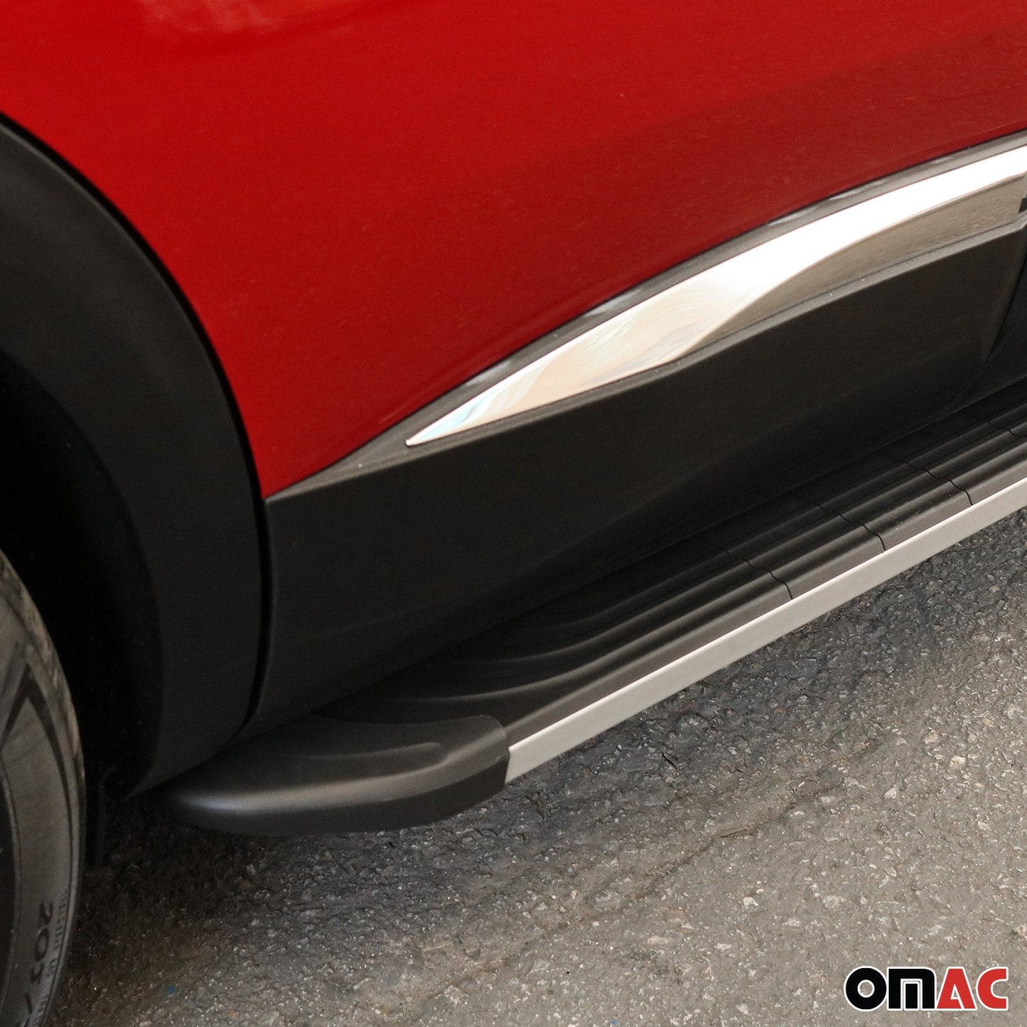 Trittbretter Schweller Seitenbretter für VW Tiguan 2016-24 Alu Schwarz-Silber OMAC DE