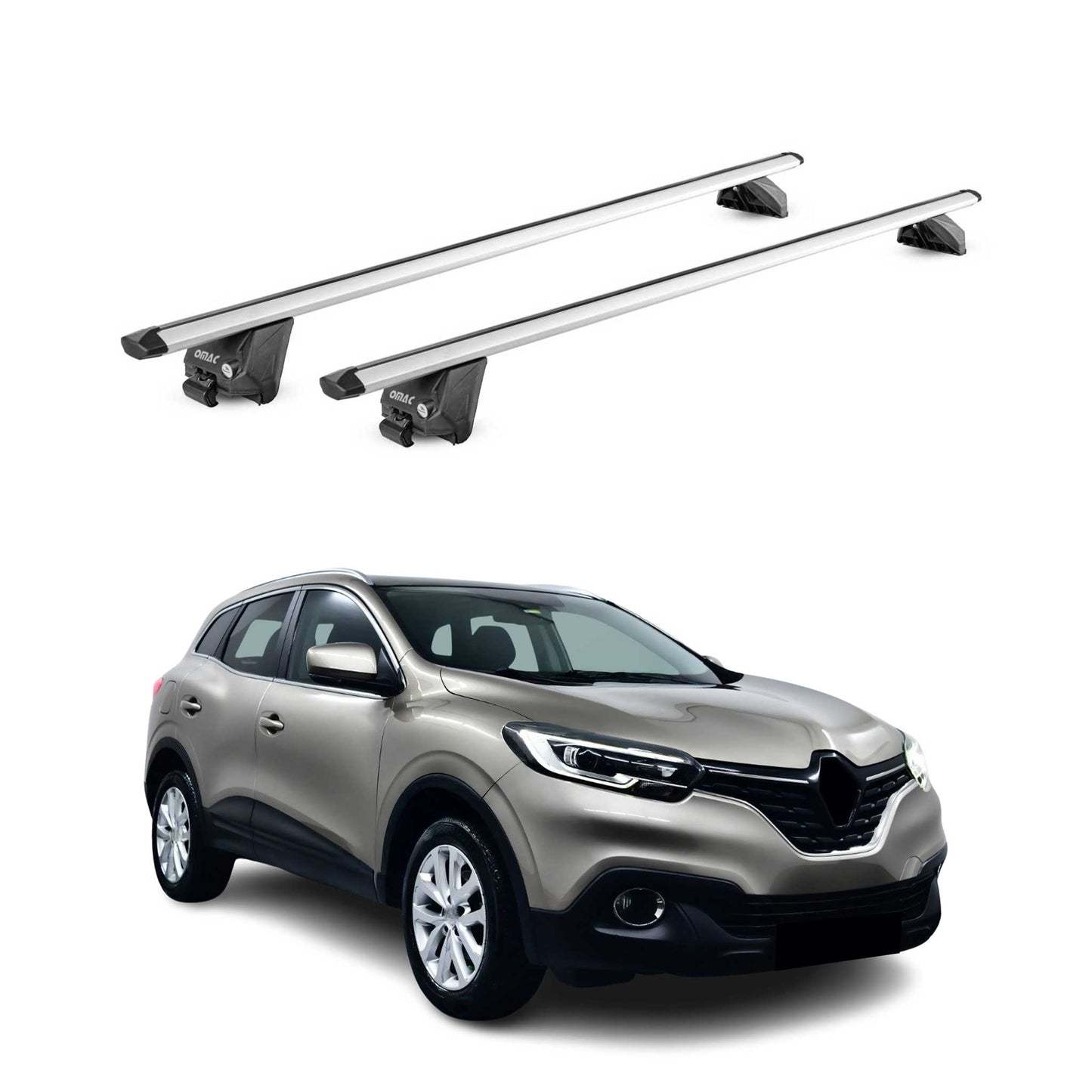 Dachträger Grundtäger für Renault Kadjar 2015-2022 100kg Alu Silber 2tlg ABE OMAC DE