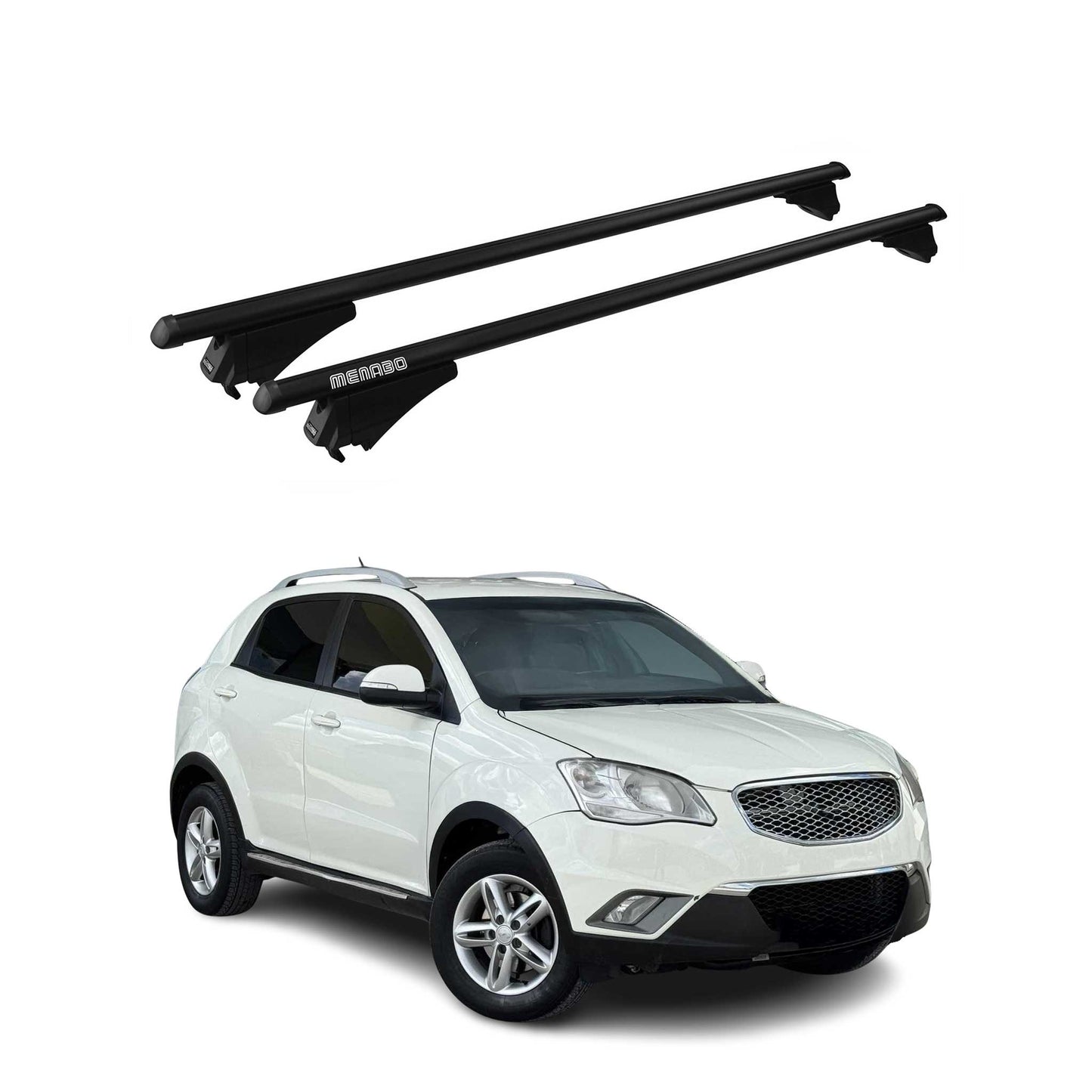 Menabo Dachträger Grundtäger für Ssangyong Korando 2019-2025 75kg Alu Schwarz 2x OMAC DE