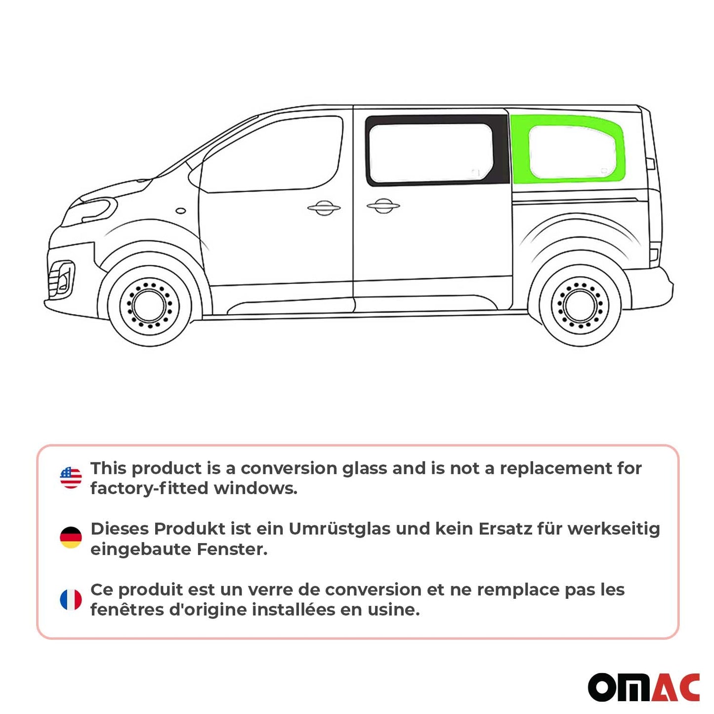 Seitenfenster Auto Fenster für Citroen Spacetourer 2017-2023 Schwarz Links L2 OMAC DE