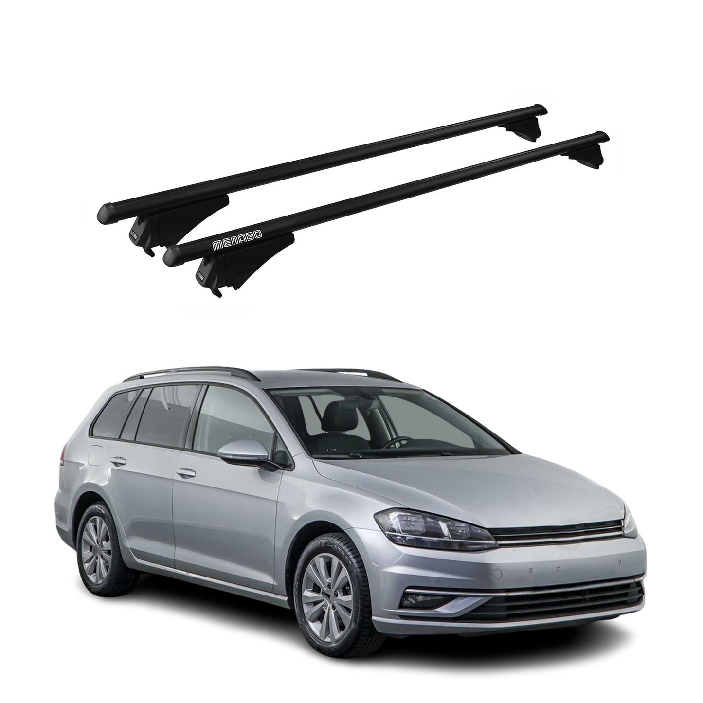 Menabo Dachträger Grundtäger für VW Golf VII 2013-2020 75kg Alu Schwarz 2tlg OMAC DE