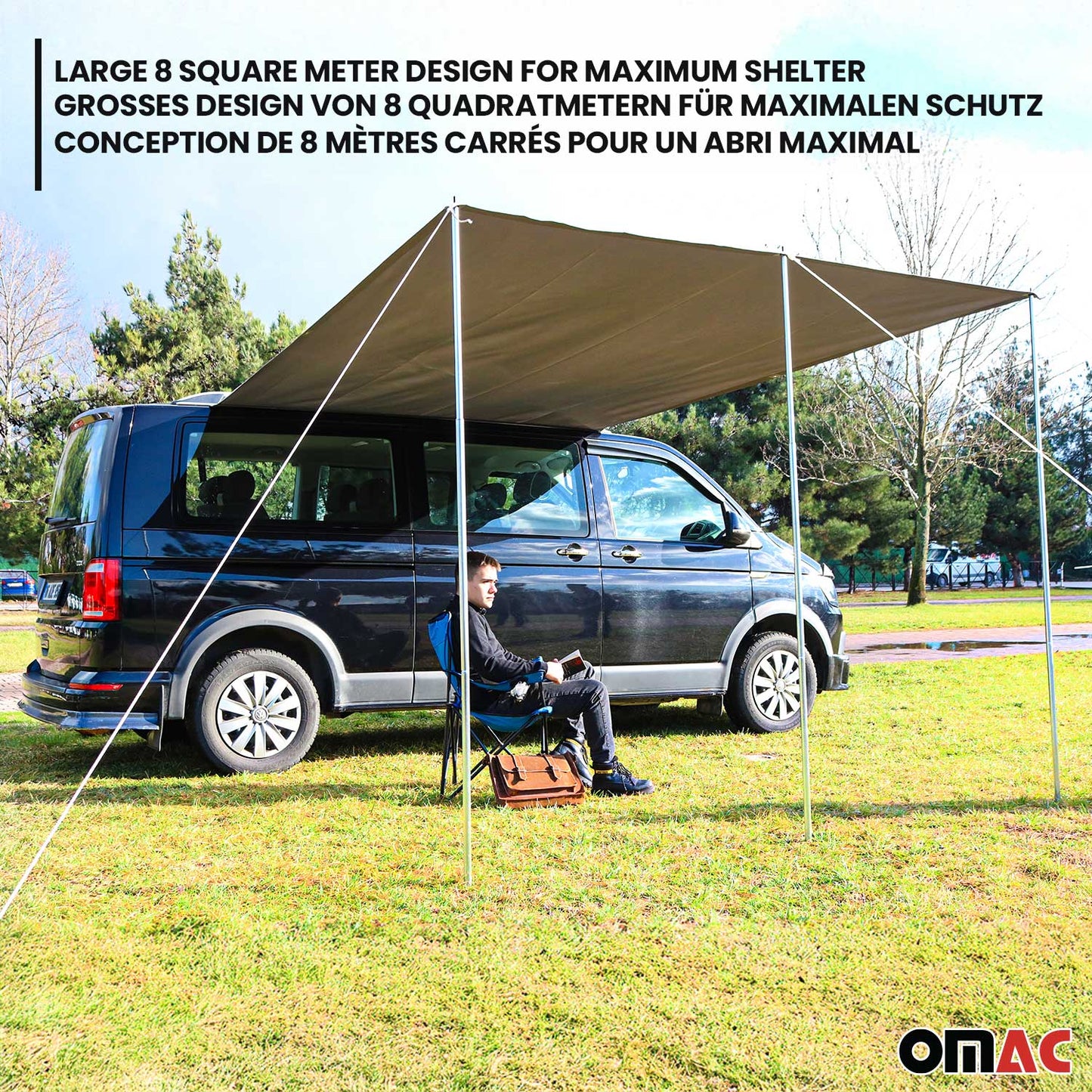 Sonnensegel Kederschiene Vorzelt Satz für VW T7 Transporter Caravelle L1 Silber OMAC DE