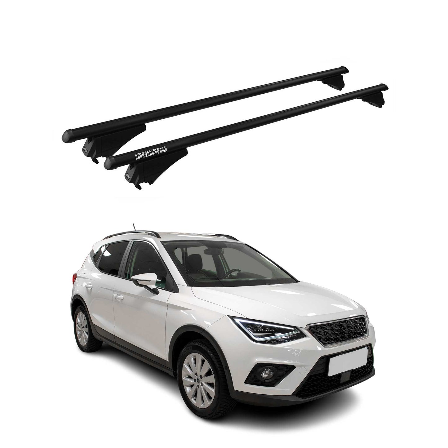 Menabo Dachträger Grundtäger für Seat Arona 2017-2025 75kg Alu Schwarz 2 tlg OMAC DE