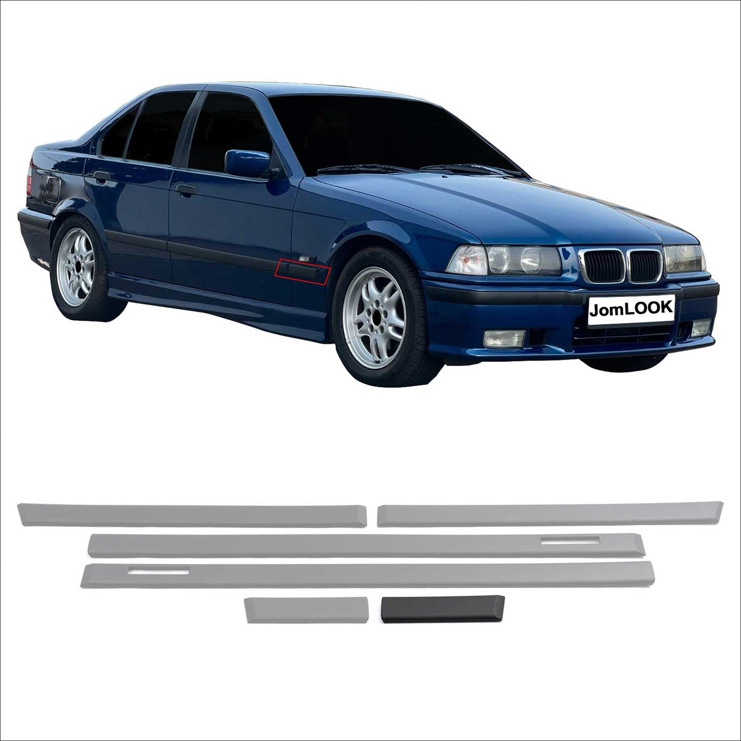 JOM Seitenleisten Türleisten für BMW 3er E36 Limo Touring schwarz 6tlg OMAC DE