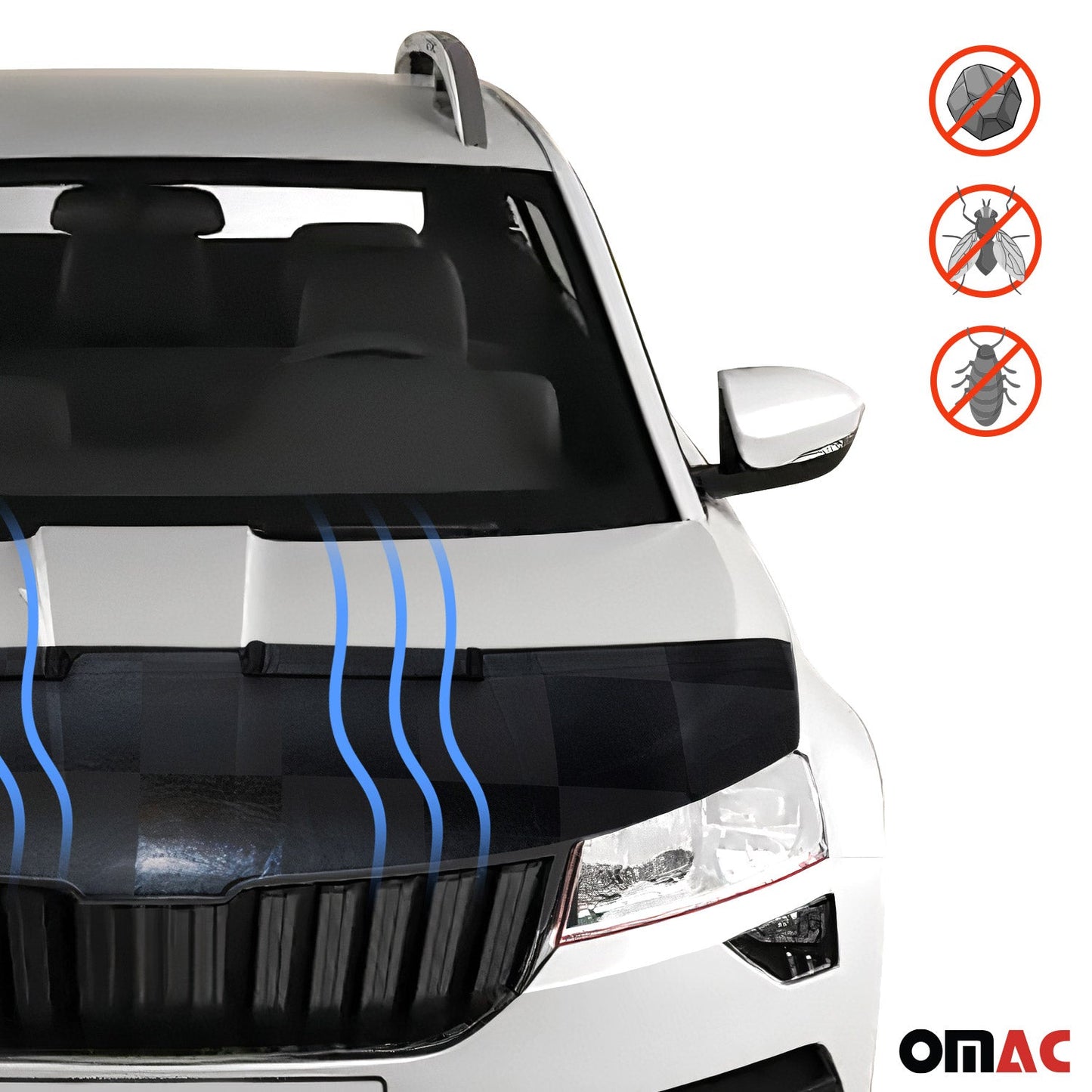 Haubenbra Steinschlagschutz Bonnet Bra für Ford Kuga I 2008-2012 Kariert Halb OMAC DE