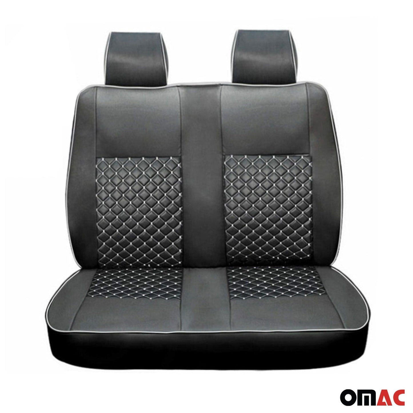 Sitzbezüge Schonbezüge für Fiat Ducato 2006-2024 Kunstleder Schwarz Weiß 2+1 OMAC DE