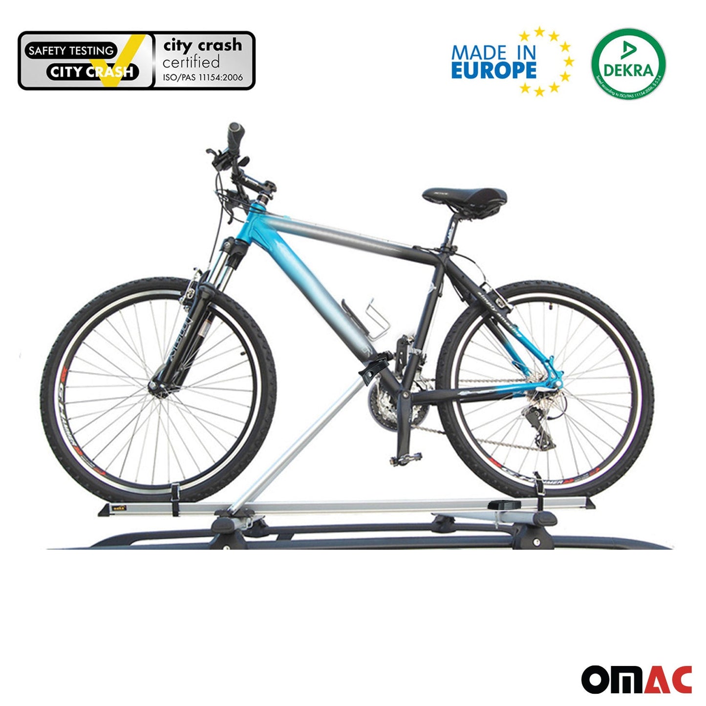 2x Fahrradträger Dachfahrradträger bis 17kg Aluminium Silber Fahrradhalter OMAC DE