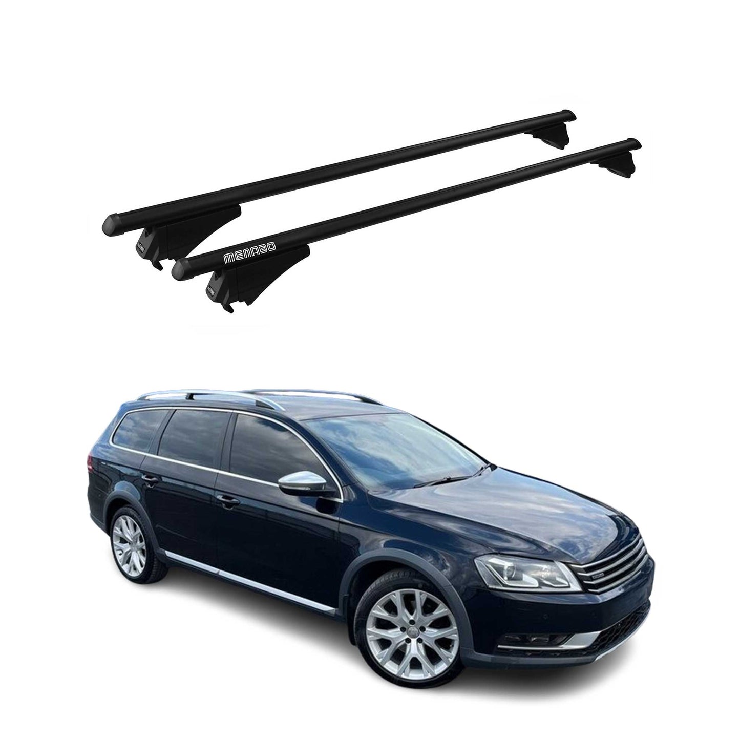 Menabo Dachträger Grundtäger für VW Passat Alltrack B7 2012-14 75kg Schwarz 2x OMAC DE