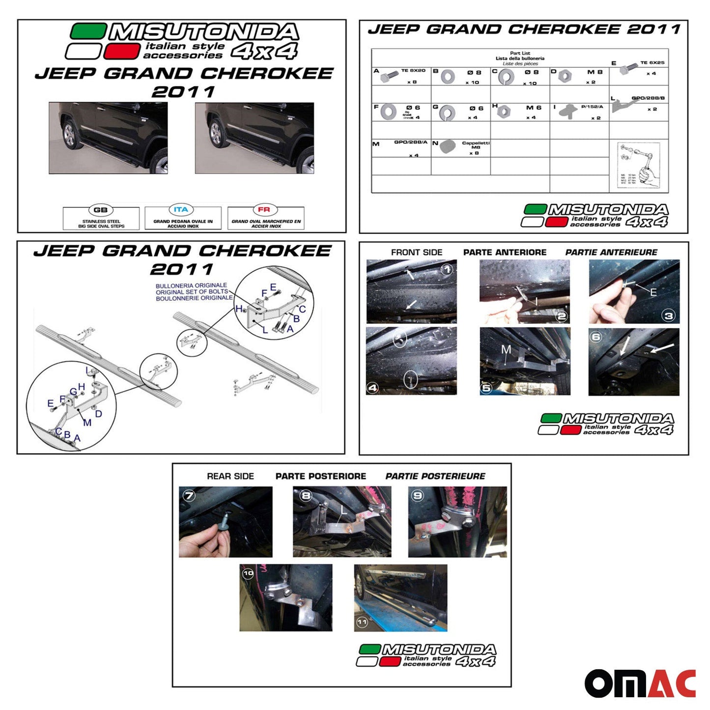 Stahl Seitenschweller Schwellerrohre für Jeep Grand Cherokee 2010-2013 Schwarz OMAC DE