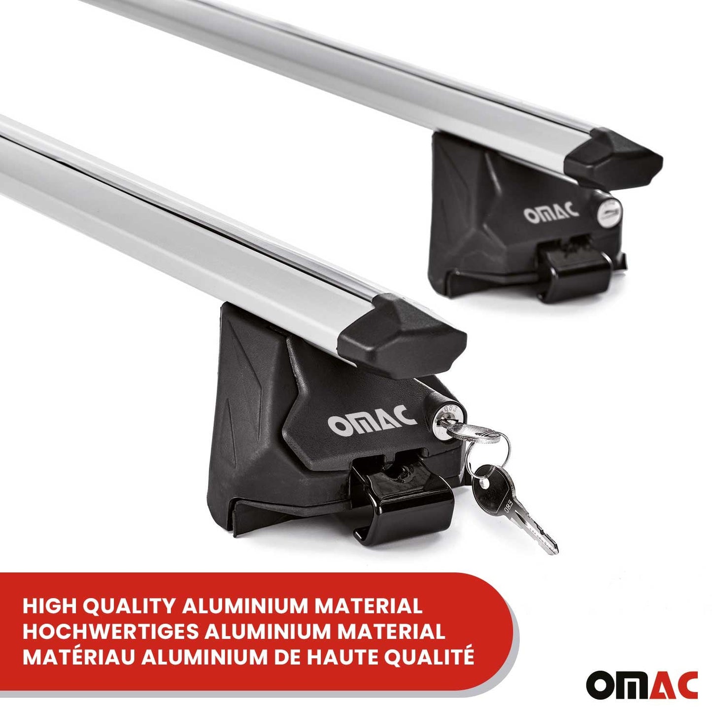 Alu Dachträger Gepäckträger Universal Bündige Schienen Silber ABE 2tlg 120 cm OMAC DE