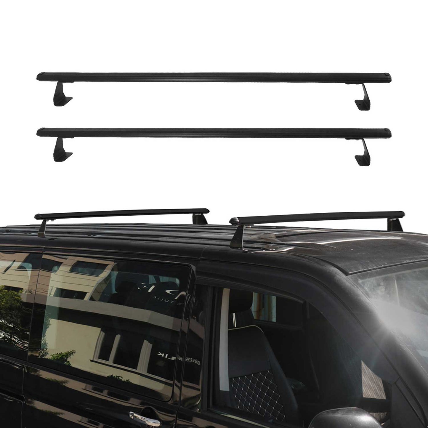 Dachträger für Ford Transit Custom / Tourneo Custom 2023-2025 75kg Schwarz 2tlg OMAC DE
