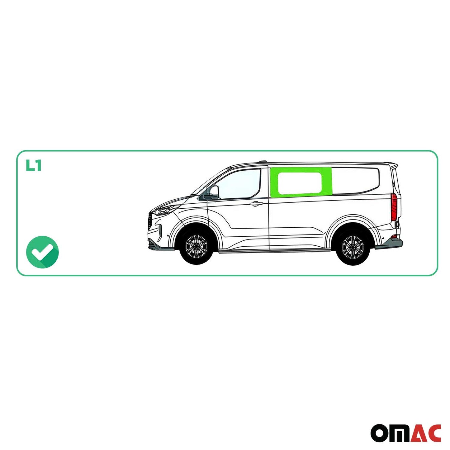 Seitenfenster Vorne für Ford Transit Custom V710 2023-2025 Links L1 L2 Dunkel OMAC DE