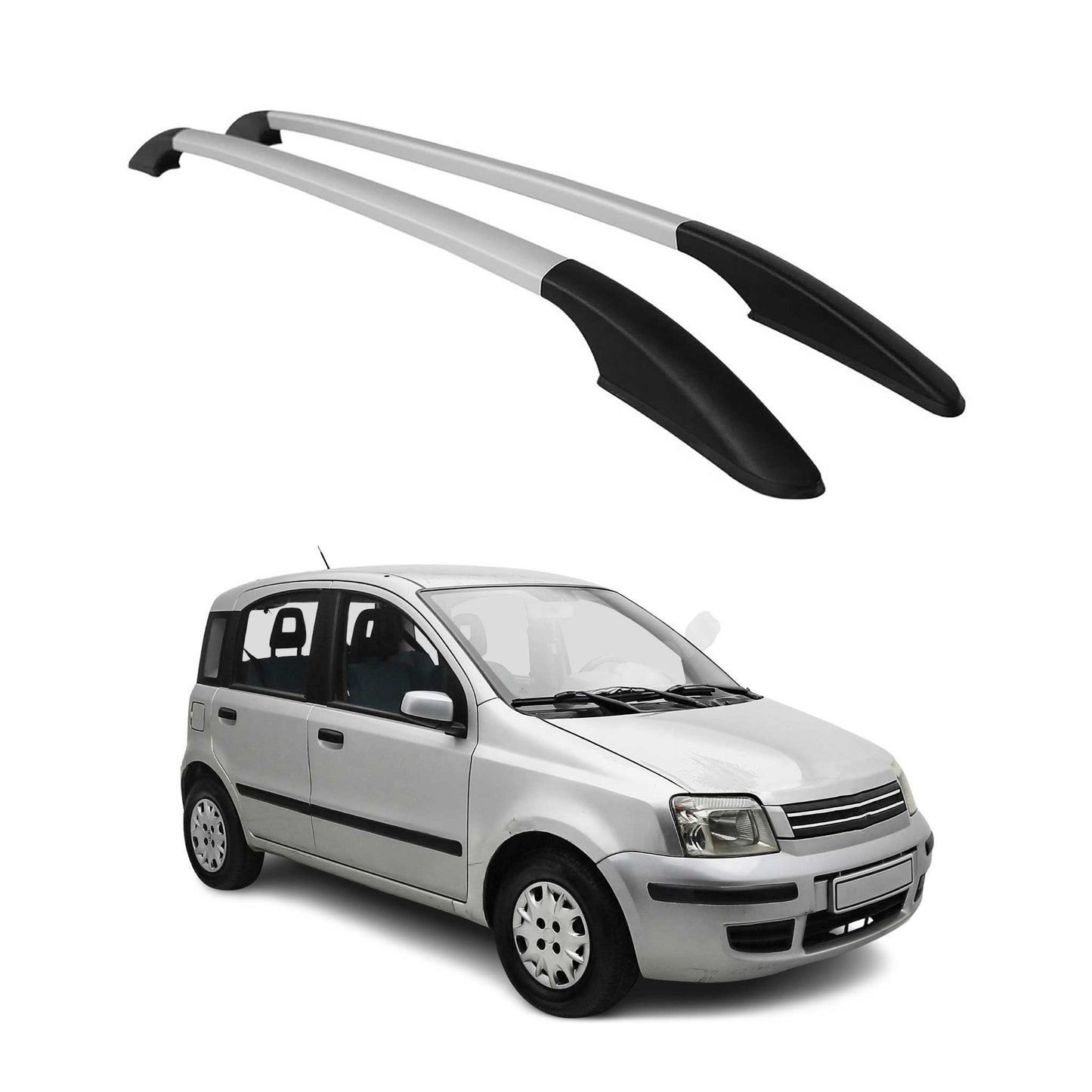 Dachreling Relingträger für Fiat Panda 2003-2012 Aluminium Silber 2 tlg OMAC DE