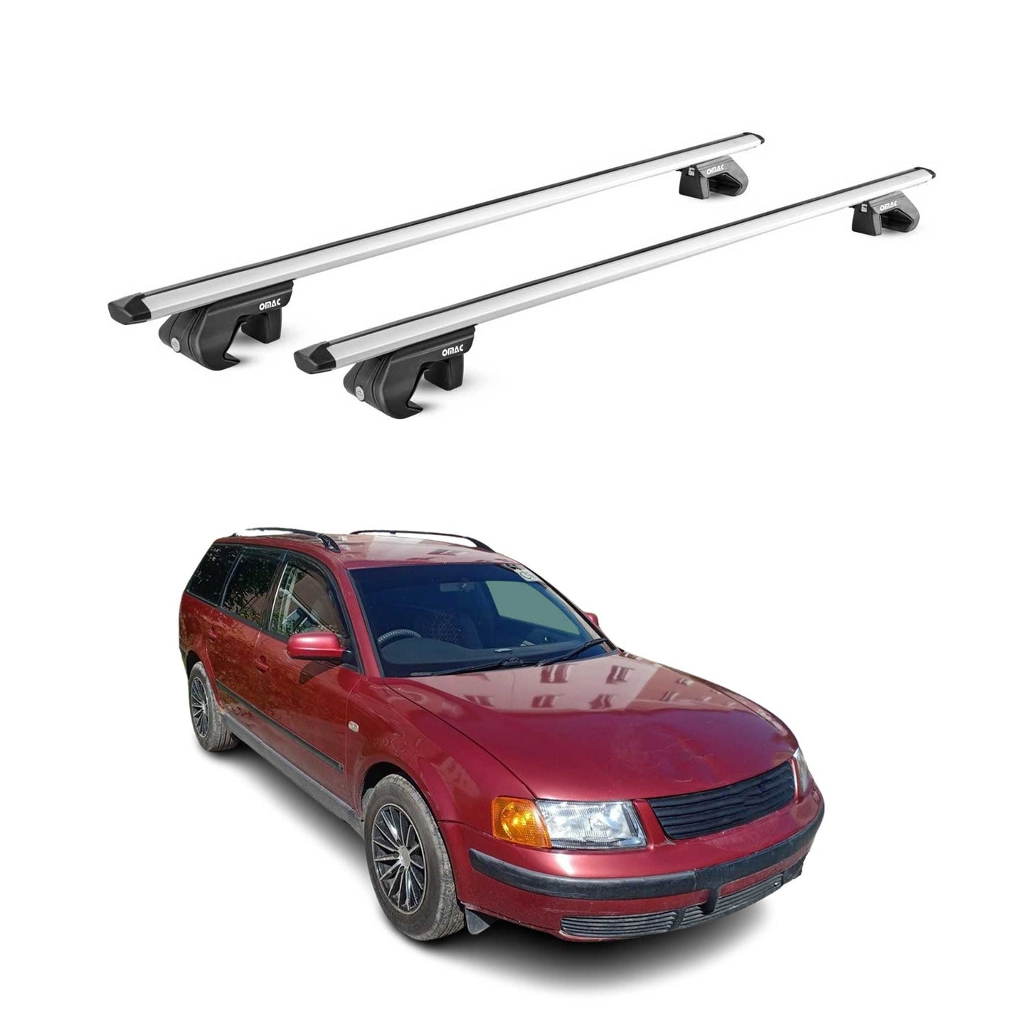 Dachträger Grundtäger für VW Passat B5 Kombi 2000-2005 5 tür 90kg Alu Silber ABE OMAC DE