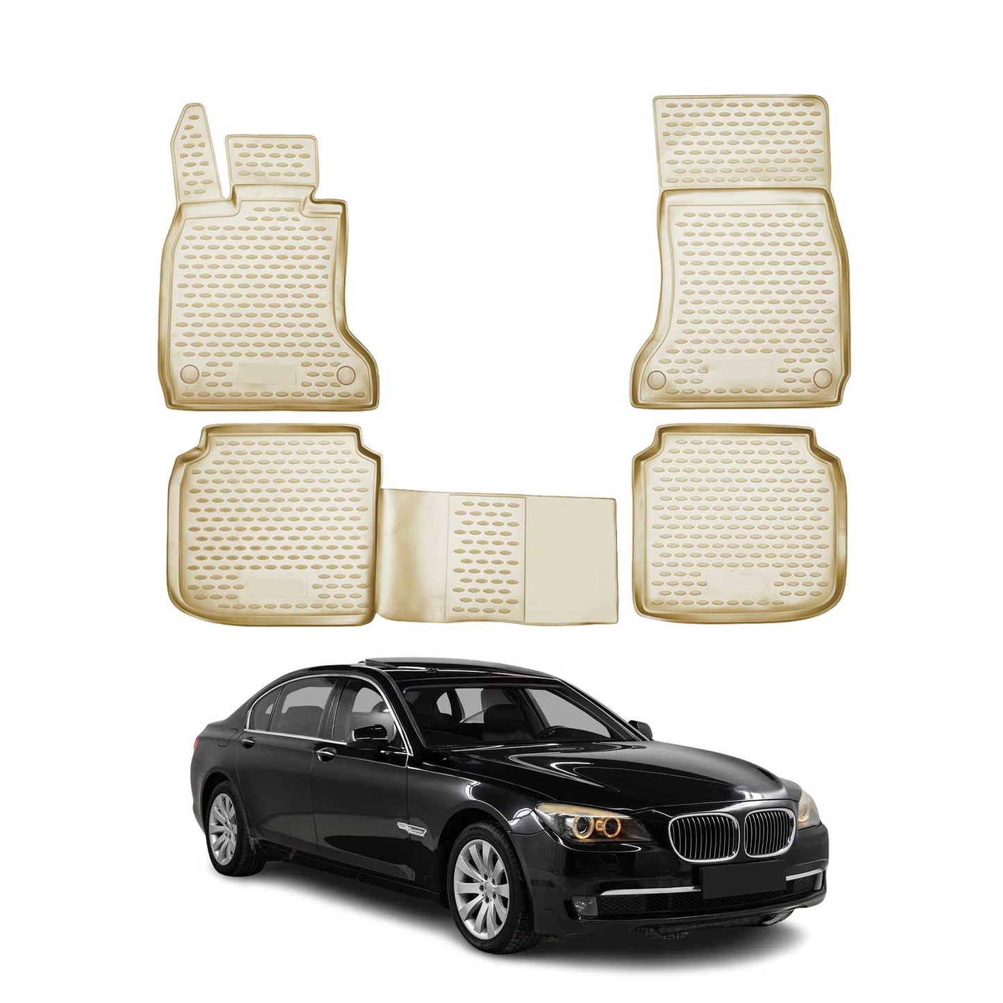OMAC Gummimatten Fußmatten für BMW 7er F02 Long 2008-2015 Automatten Beige 4tlg OMAC DE