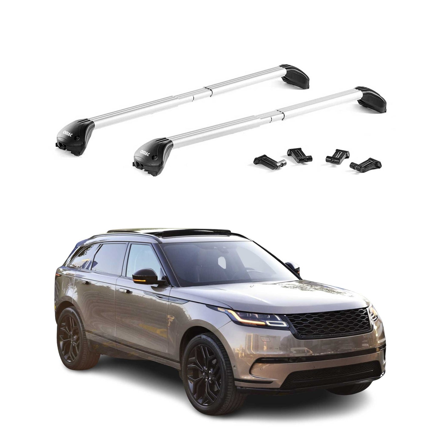 Dachträger für Land Rover Range Rover Velar 2017-2025 100kg Alu Silber 2x ABE OMAC DE