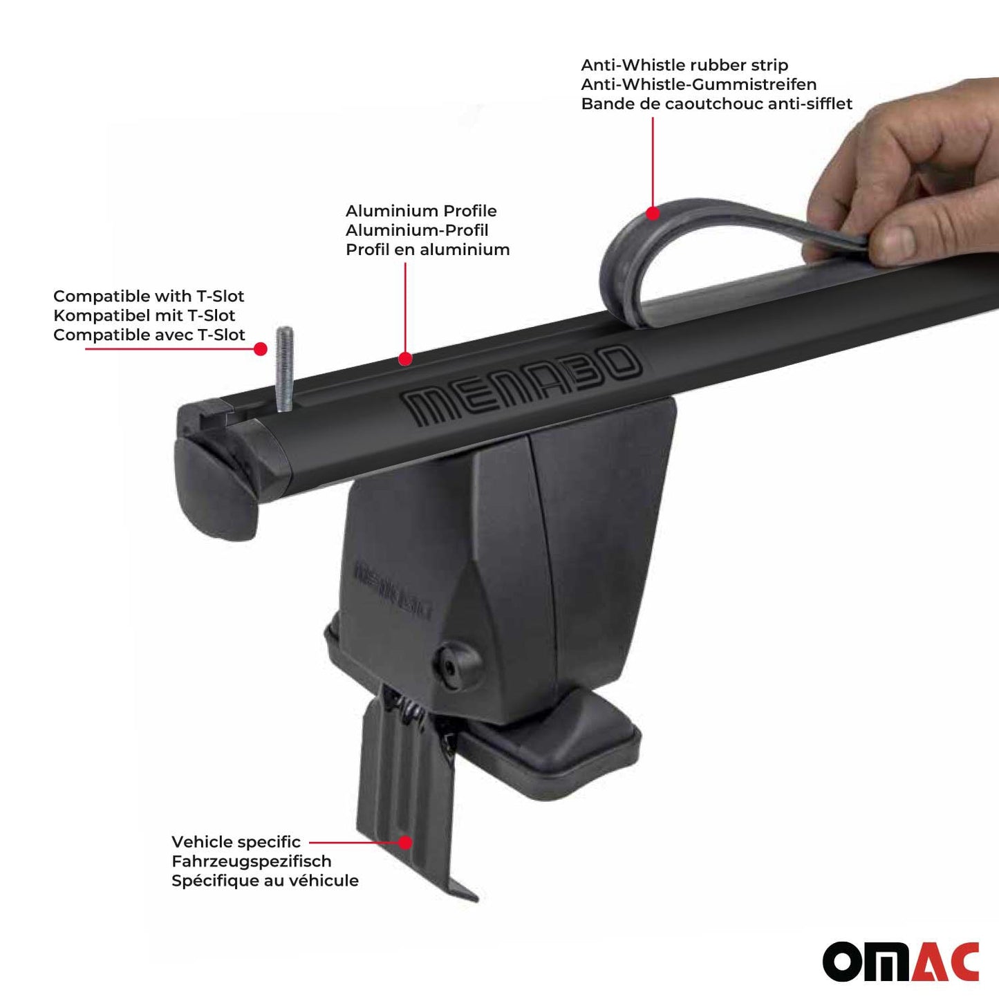 Menabo Dachträger Grundträger für Volvo EX30 2023-2025 Alu Schwarz 2tlg OMAC DE