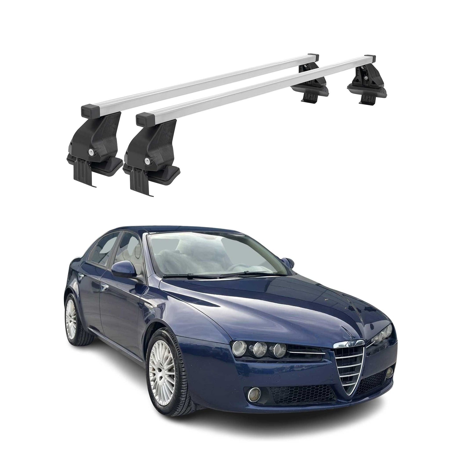 Menabo Dachträger Grundtäger für Alfa Romeo 159 2005-2011 50kg Stahl Silber 2x OMAC DE