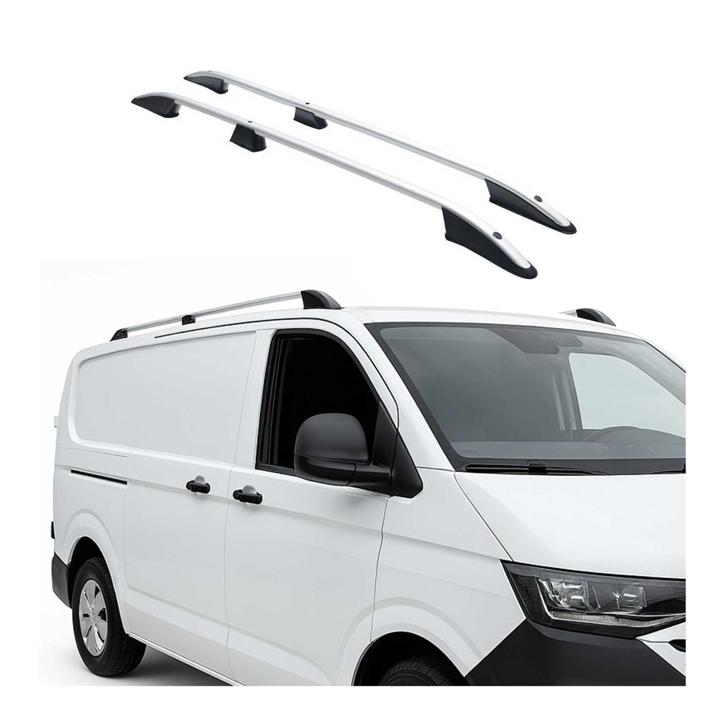 Dachreling Dachgepäckträger für VW Transporter T7 2024-2025 L2 Langer Silber 2x OMAC DE