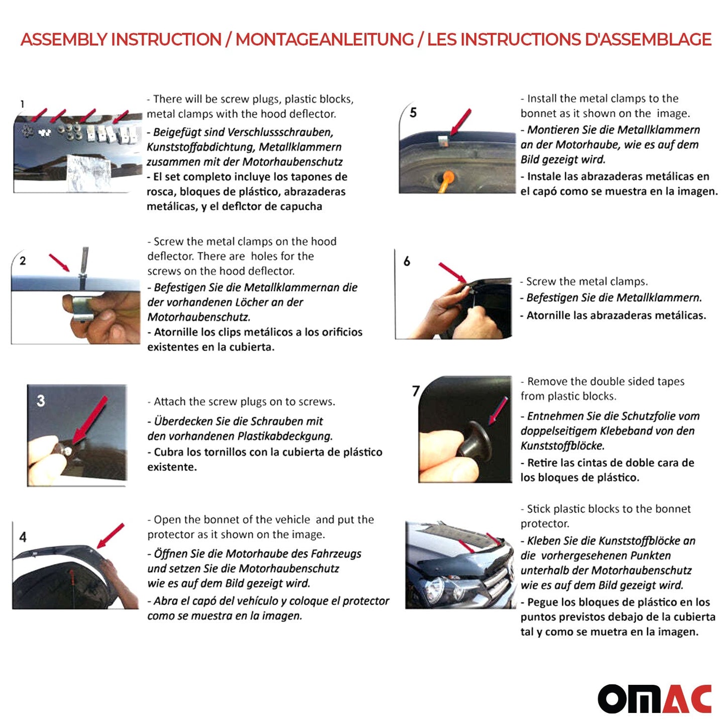 Motorhaube Deflektor Insekten Steinschlagschutz für Opel Vivaro 2014-2019 Dunkel OMAC DE