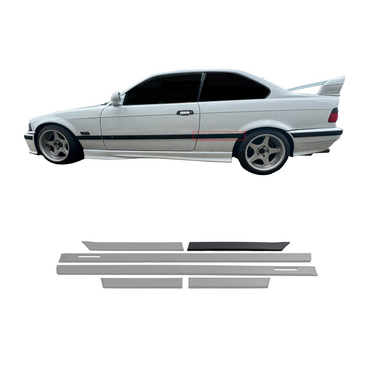 JOM Seitenleisten Türleisten für BMW 3er E36 Coupe Cabrio schwarz 6tlg OMAC DE