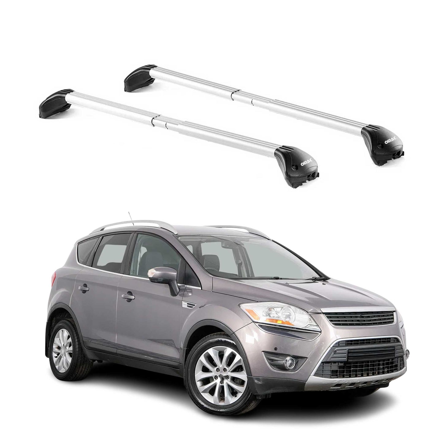 Dachträger Grundtäger für Ford Kuga mk1 2008-2012 5 tür 100kg Alu Silber 2x ABE OMAC DE