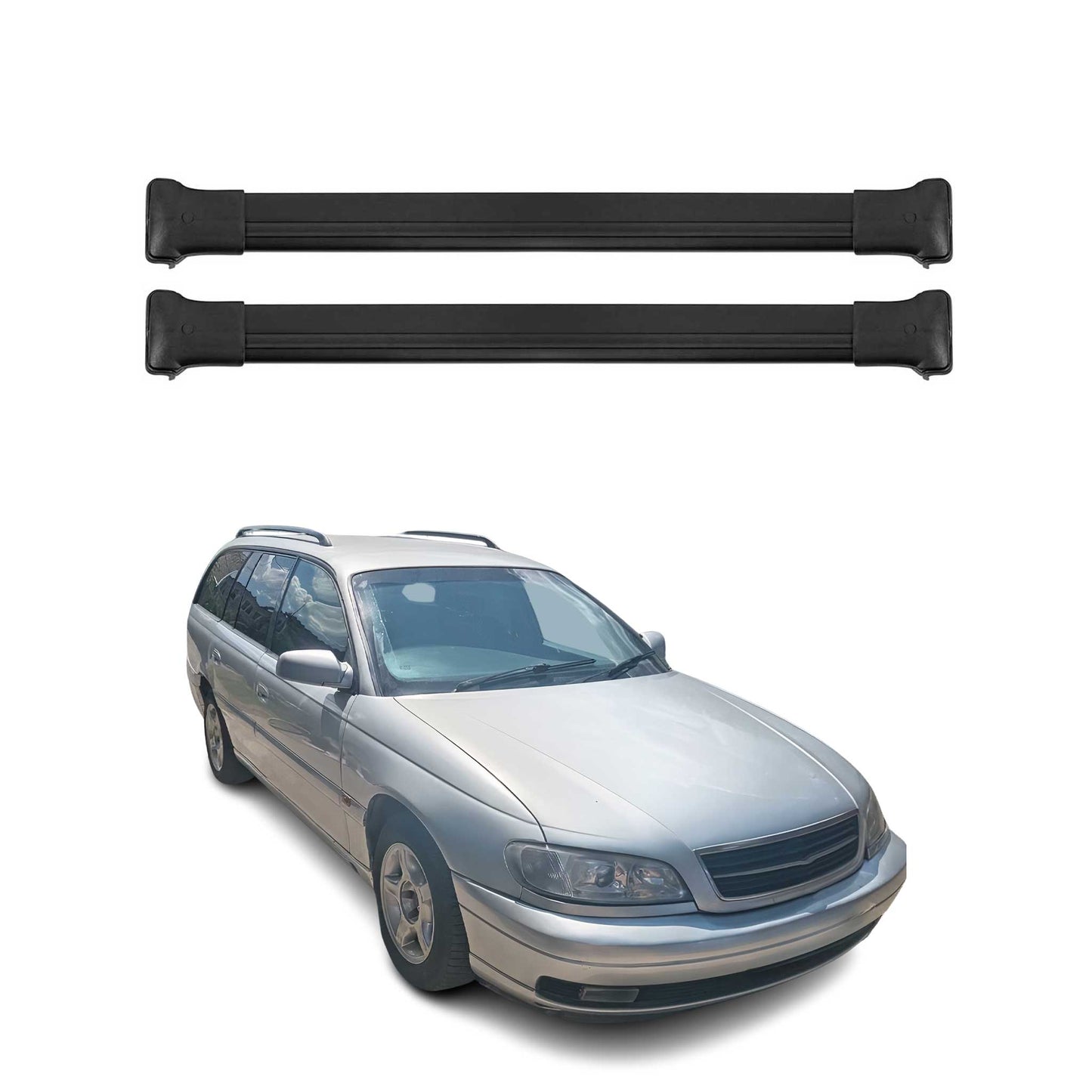 Dachträger Grundtäger für Opel Omega B Kombi 1994-1999 Pre-FL 75kg Alu Schwarz OMAC DE