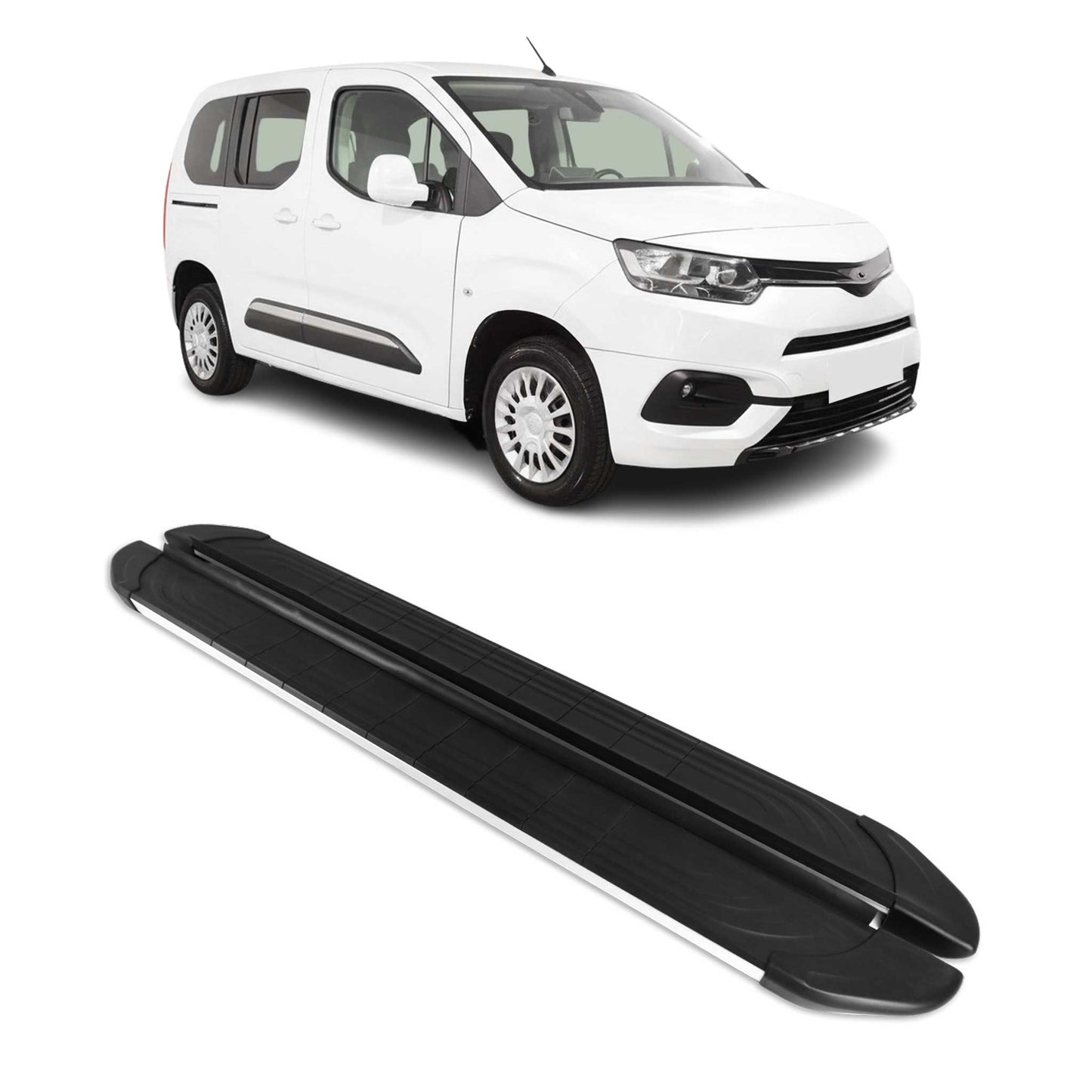 Trittbretter Seitenschweller für Toyota Proace City 2019-25 L1 Alu Schwarz Grau