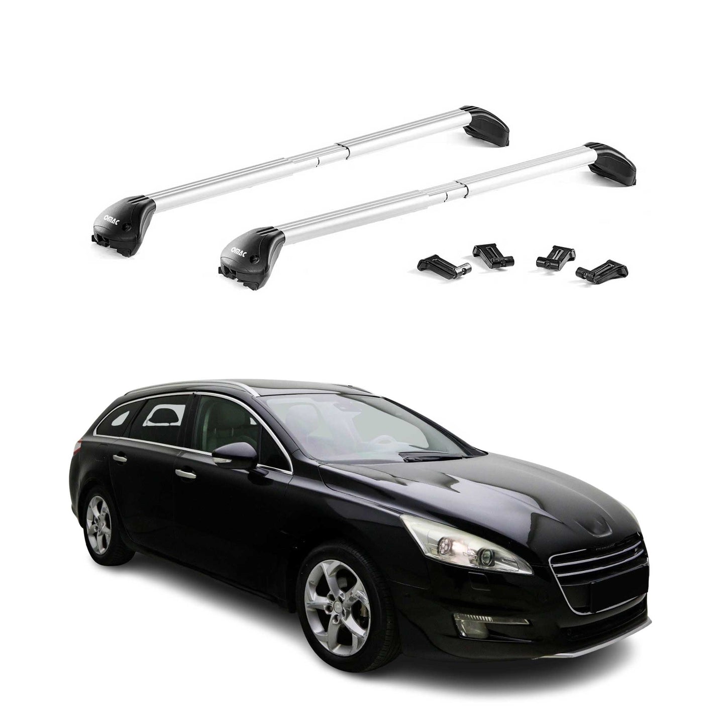 Dachträger Grundtäger für Peugeot 508 Kombi 2011-2018 100kg Alu Silber 2 tlg ABE OMAC DE
