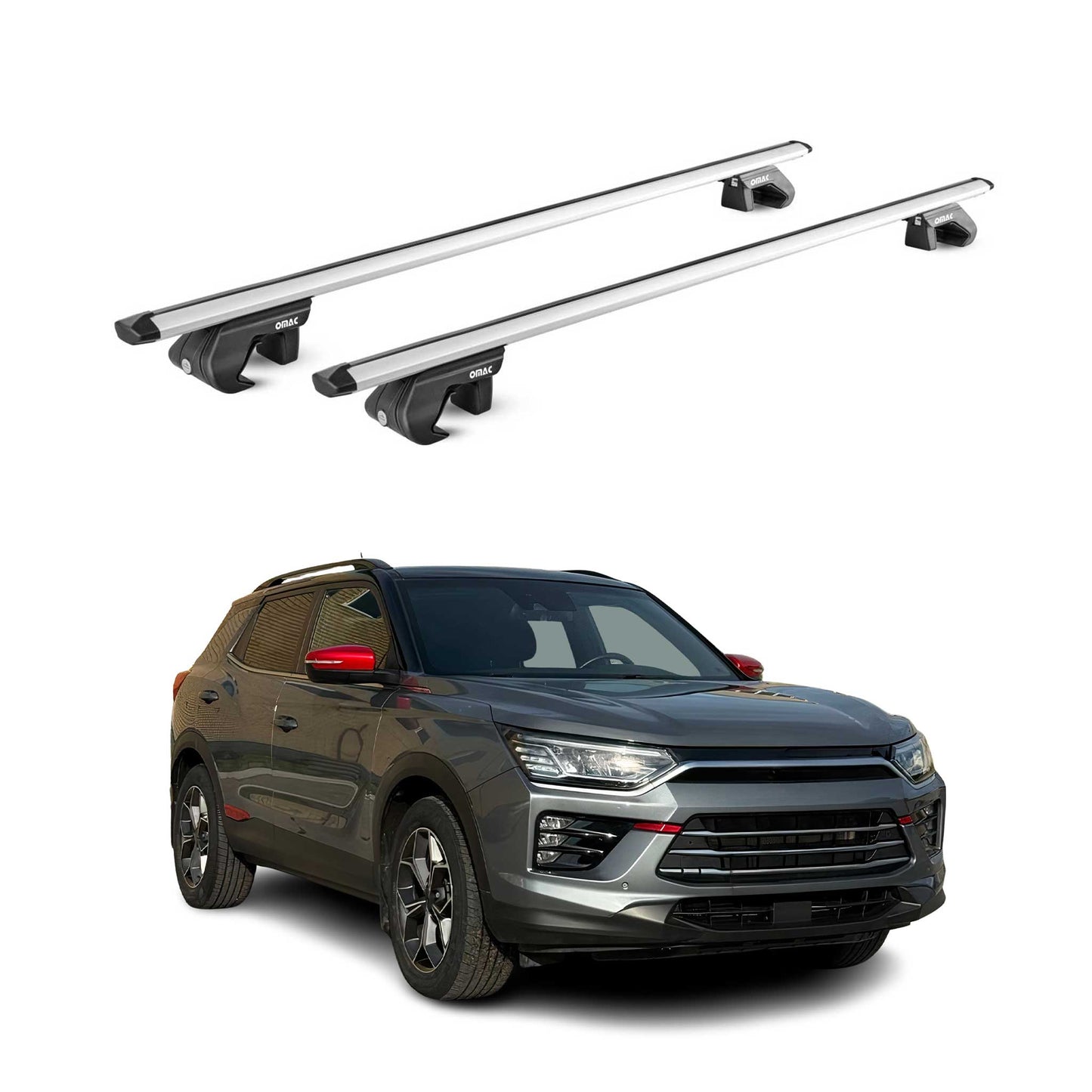 Dachträger Grundtäger für Ssangyong Korando 2019-2025 5 tür 90kg Alu Grau 2x ABE OMAC DE