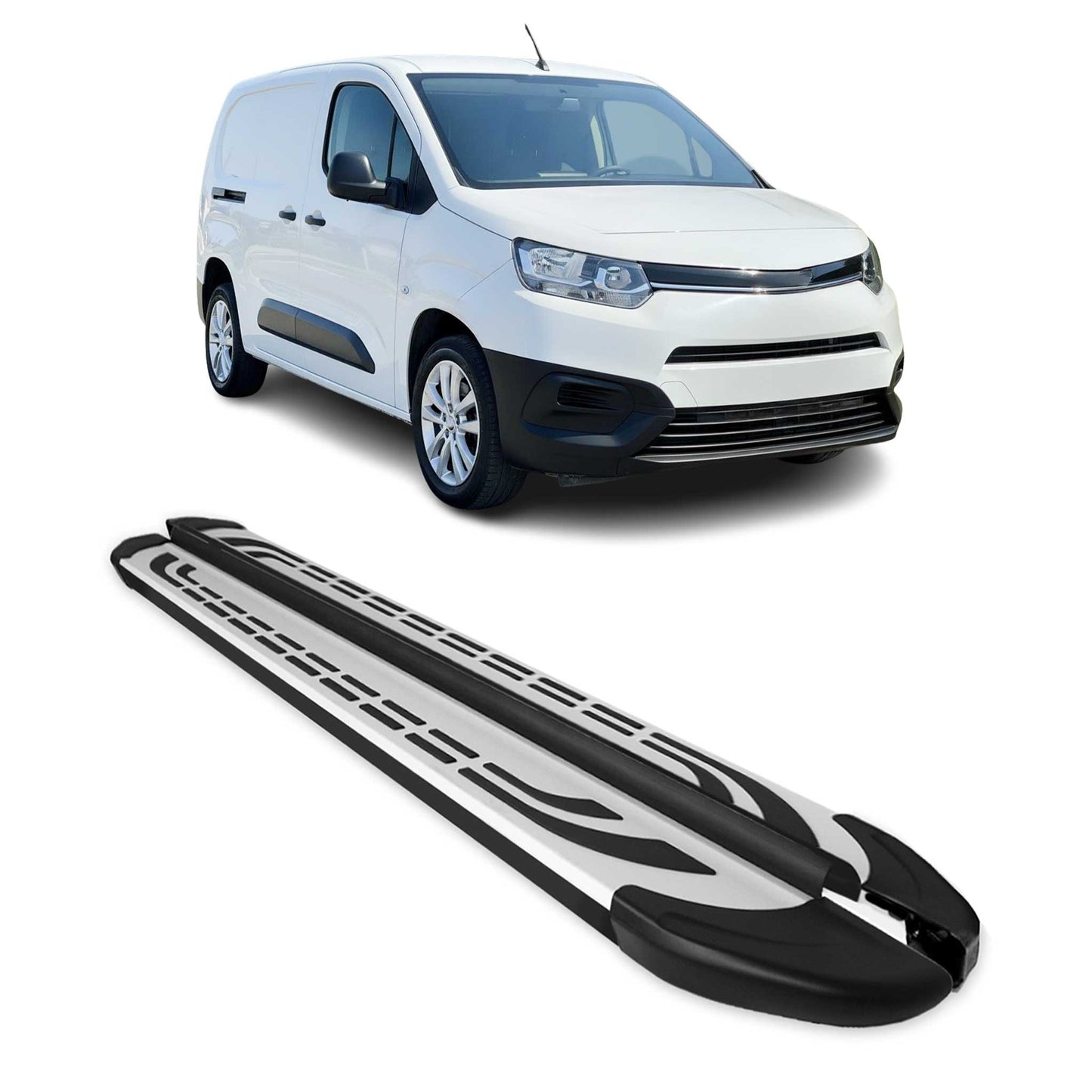 Trittbretter Seitenschweller für Toyota Proace City 2019-25 L2 Silber Schwarz 2x