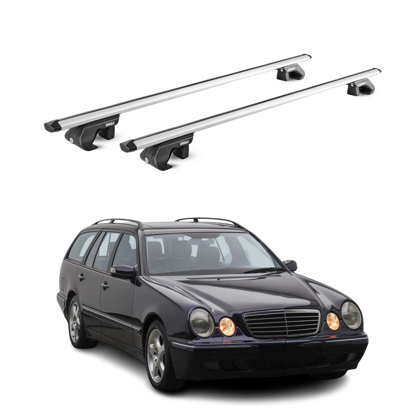 Dachträger für Mercedes E Klasse S210 S211 T-Modell 1996-2009 90kg Alu ABE Grau OMAC DE
