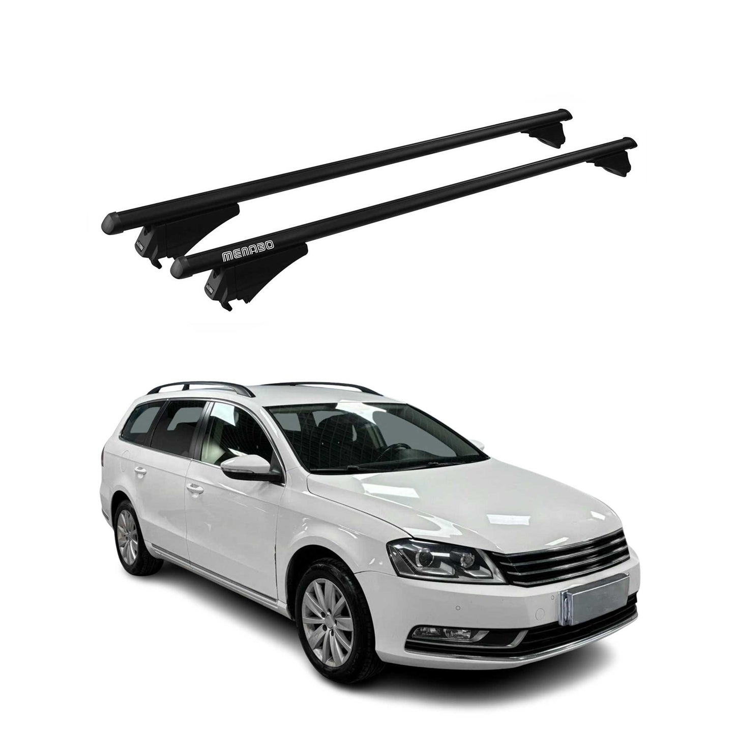 Menabo Dachträger Grundtäger für VW Passat Alltrack B7 2012-2014 75kg Schwarz 2x OMAC DE