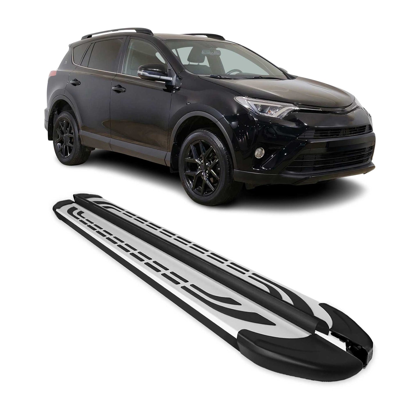 Trittbretter Seitenschweller für Toyota RAV4 Hybrid 2018-2025 Silber Schwarz 2x