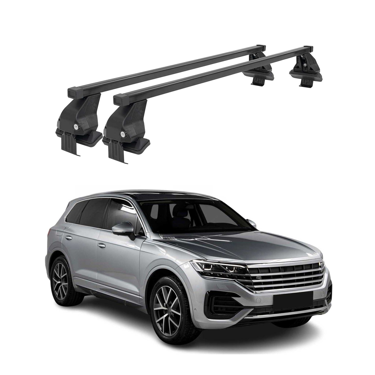 Menabo Dachträger Grundträger für VW Touareg III 2018-2025 Stahl Schwarz 2tlg OMAC DE