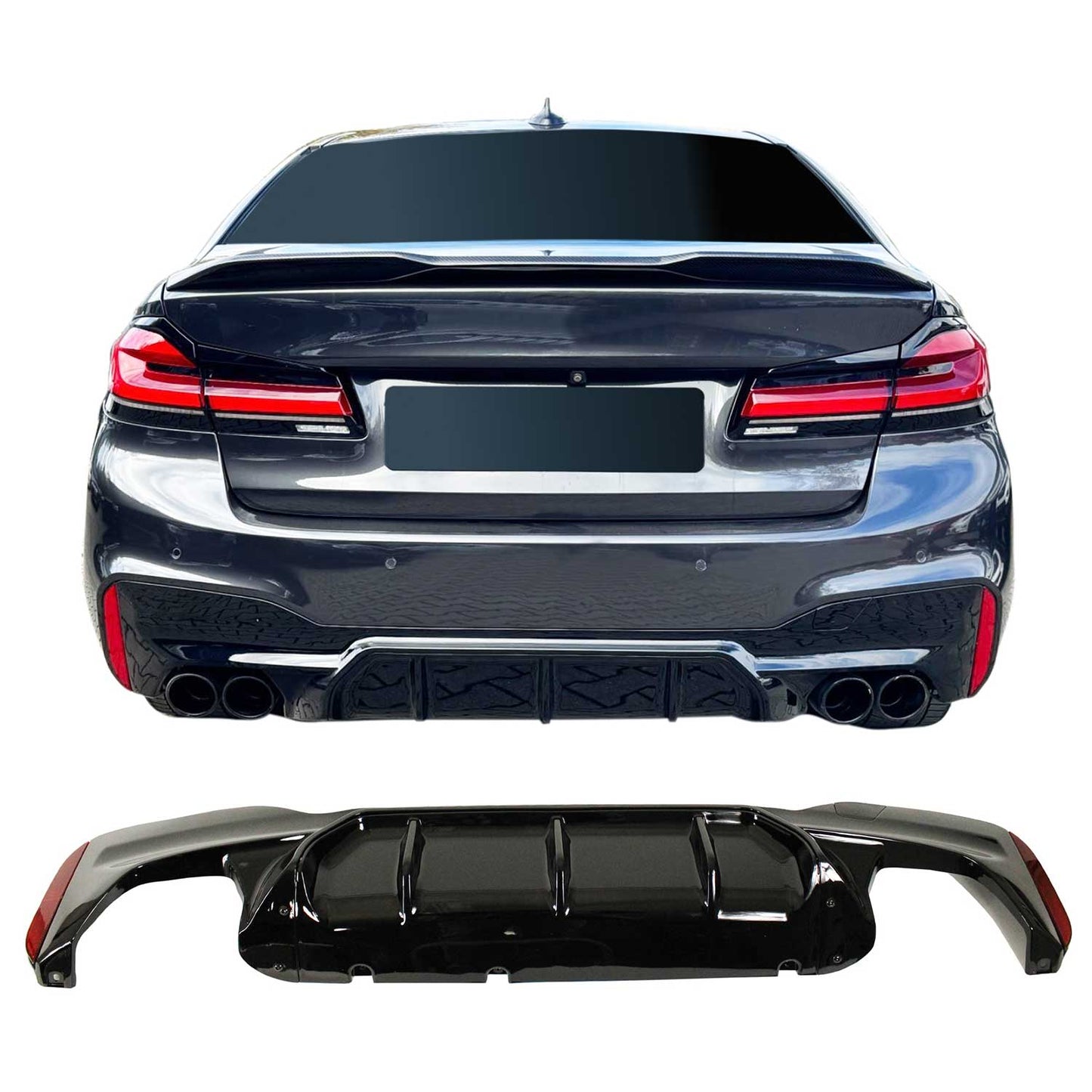 JOM Heckdiffusor Spoilerlippe für BMW 5er G30 / G31 2017-2020 schwarz glänzend OMAC DE