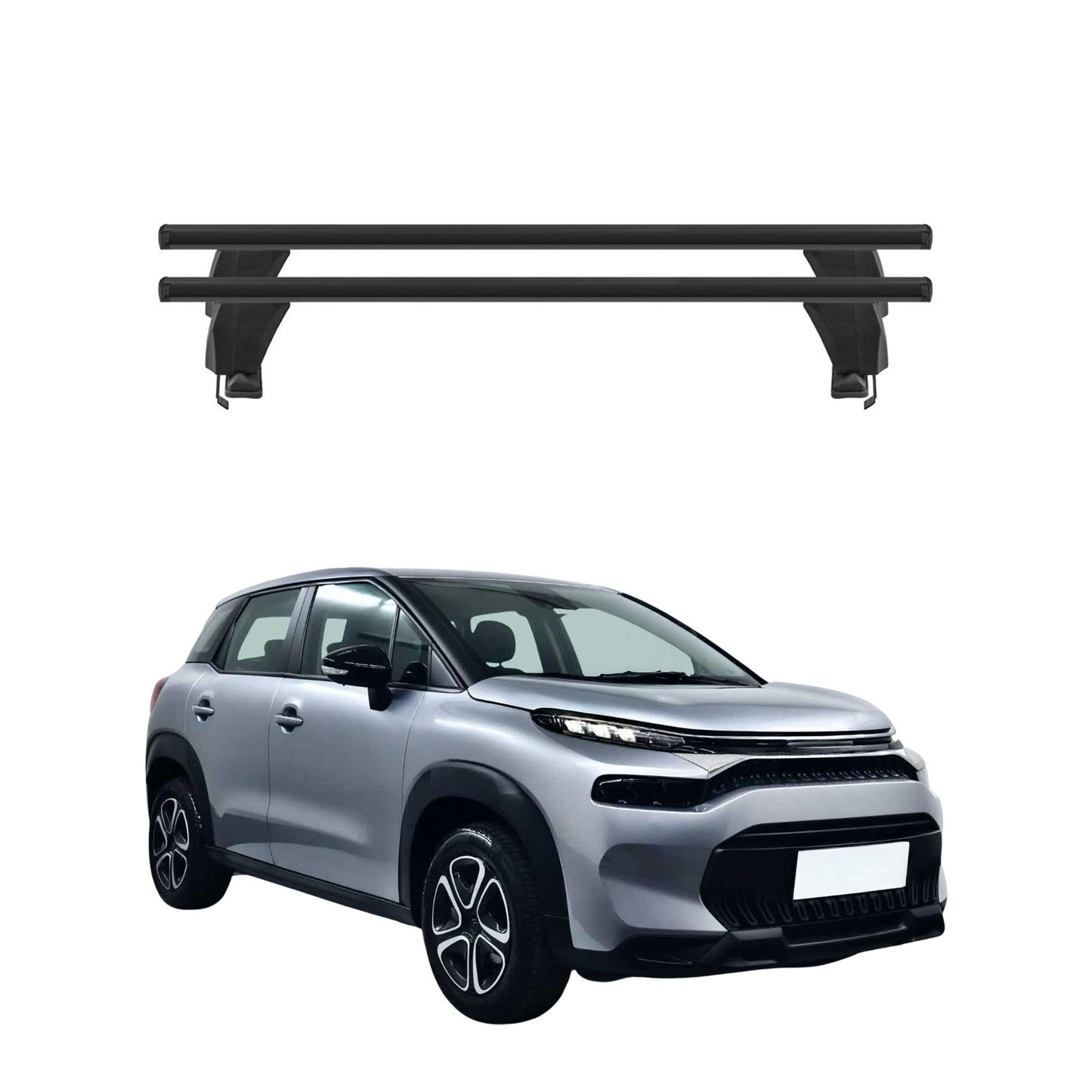 Menabo Dachträger Grundträger für Citroen C3 Aircross 2017-2024 Alu Schwarz 2tlg OMAC DE