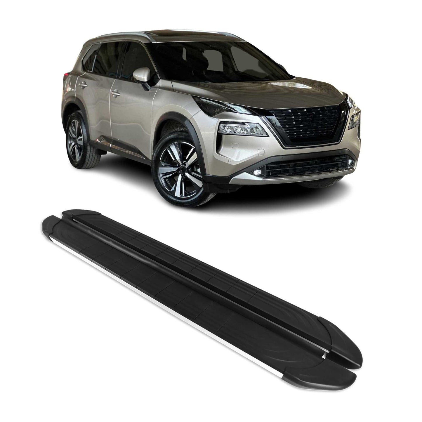 2021-2025 Nissan X-Trail Trittbretter Seitenschweller Alu Schwarz Silber OMAC DE