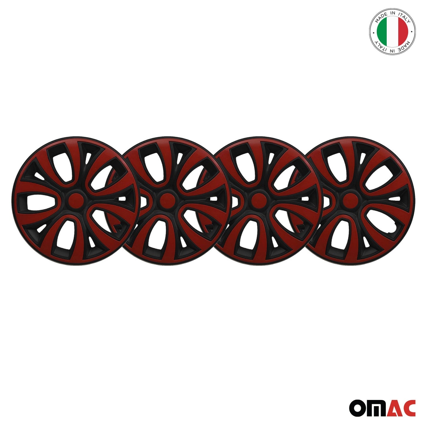 4x Radblenden Radkappen Radzierblenden 16" Zoll Schwarz Rot Glänzend OMAC DE