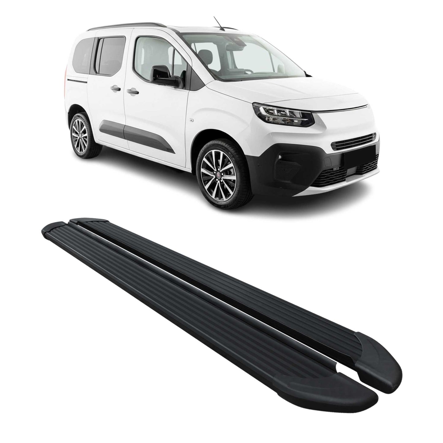 Trittbretter Seitenschweller für Fiat Doblo 2022-2025 L1 Alu Schwarz 2 tlg